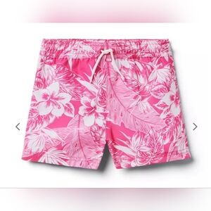 Janie & Jack bright pink palm boy swim trunks